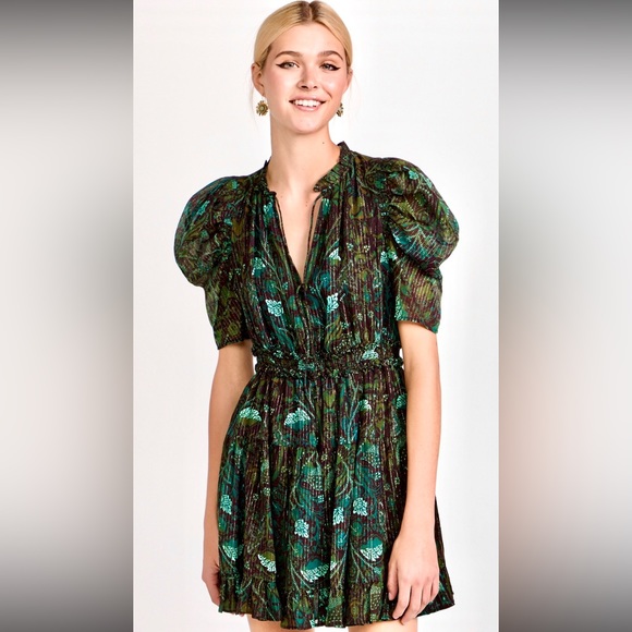 ๐บ๐HP๐๐บ NWT Ulla Johnson Ada Chiffon Mini Dress Rainforest - Picture 7 of 16